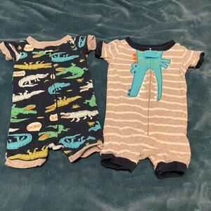 Set of two crocodile print rompers by Carter’s, size 12 months